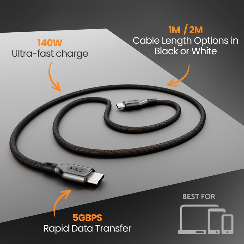 140W Pro Power and Data USB-C Cable - With 2M Braided Cable