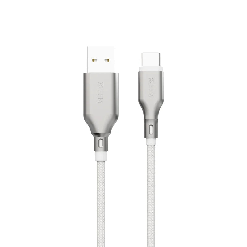 EFM USB-A to USB-C Essential Power Cable - With Aramid Fibre Reinforcement 2M - White