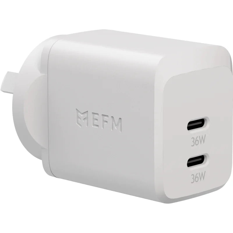 EFM ECO 36W Dual Port Wall Charger - With Power Delivery and PPS - White