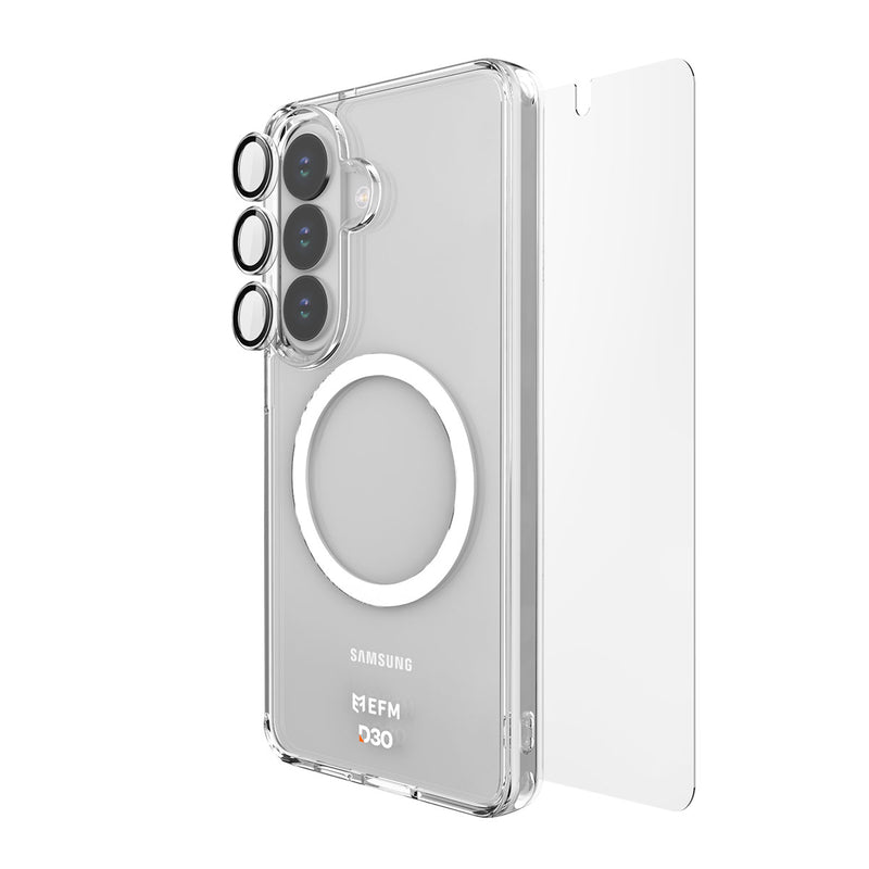Clear phone case with Samsung branding on a white background