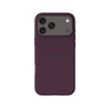 A dark plum purple phone case shown from the back, fitted on a smartphone with a black camera module, isolated on a solid white background.