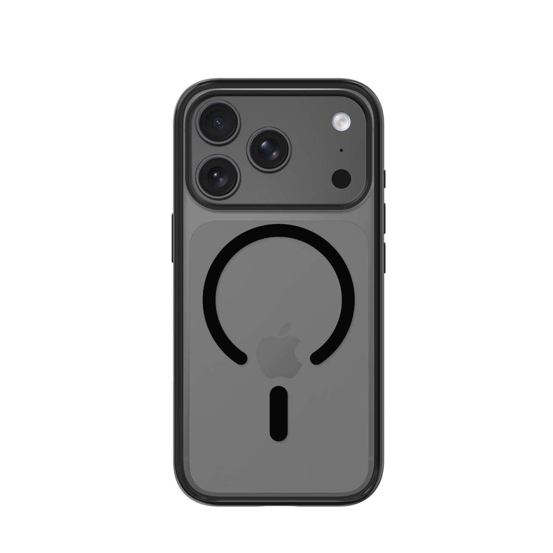 A dark gray MagSafe-compatible phone case with a black magnetic ring design on the back, shown on a smartphone against a plain white background.