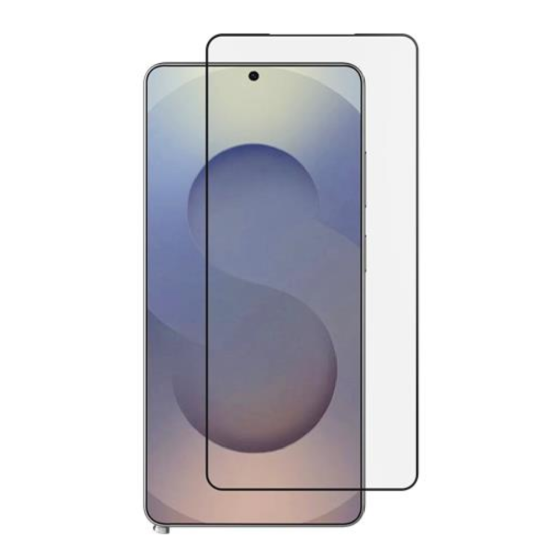 Smartphone with a screen protector on a white background