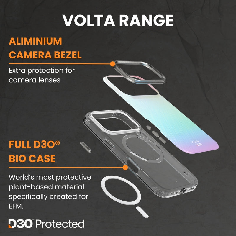 Volta Case with D3O Bio - iPhone 17 Pro - Iridescent