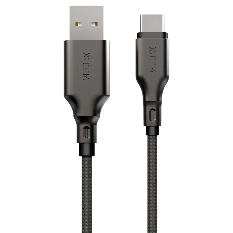 EFM USB-A to USB-C Essential Power Cable - With Aramid Fibre Reinforcement 2M - Black