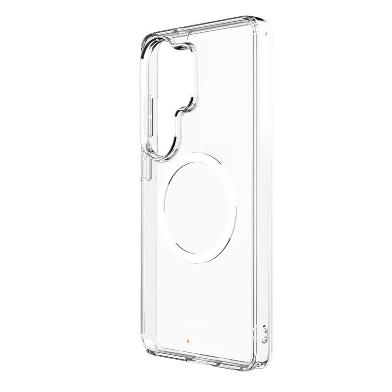 Clear phone case on a white background