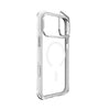 A clear, transparent protective phone case with a metallic silver camera bumper and side bumpers, shown on a white background.