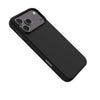 Black phone case with a geometric design on a white background