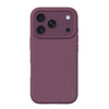 A matte dark plum purple phone case shown from the back, fitted on a smartphone with a triple-camera cutout, against a plain white background.