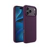 A dark purple phone case shown from both the front and back angles on a white background. The case is displayed on a smartphone with a blue screen, highlighting its precise fit and color.