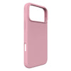 A matte pink phone case with a raised camera bumper and side button cutouts, shown from a three-quarters angle on a white background.