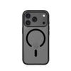 A dark gray MagSafe-compatible phone case with a black magnetic ring design on the back, shown on a smartphone against a plain white background.