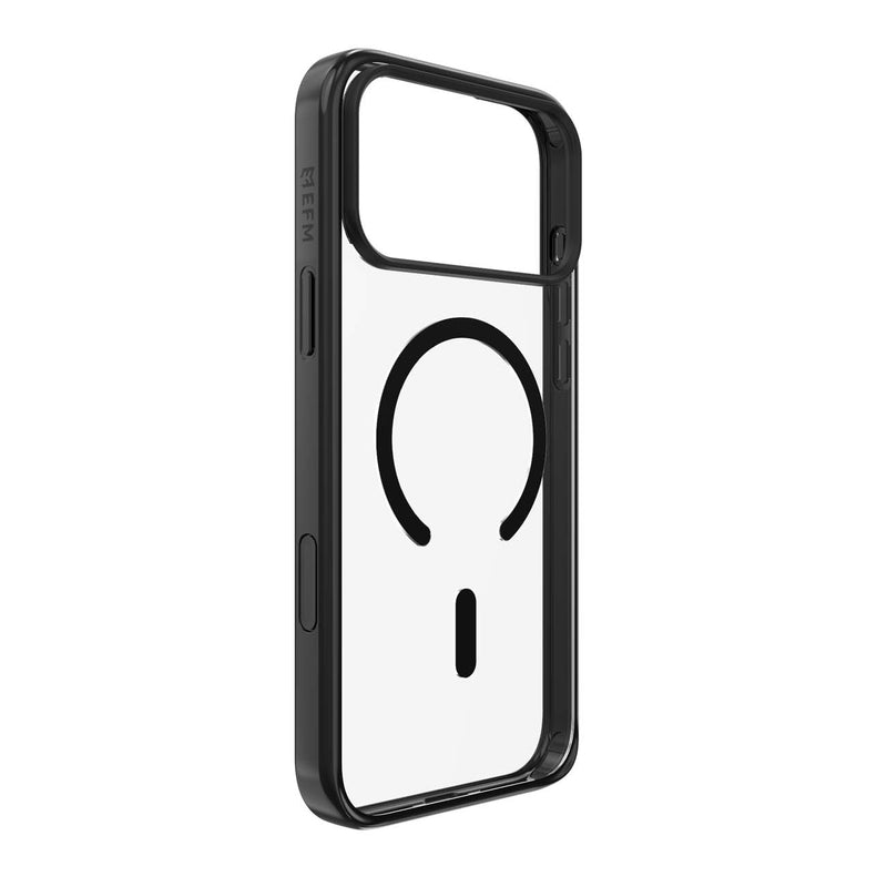 A clear phone case with MagSafe ring shown on a white background
