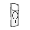 A clear protective phone case with a black MagSafe-compatible circular ring design on the back, shown on a white background.