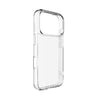 A clear, transparent protective phone case shown from a three-quarter angle on a solid white background.