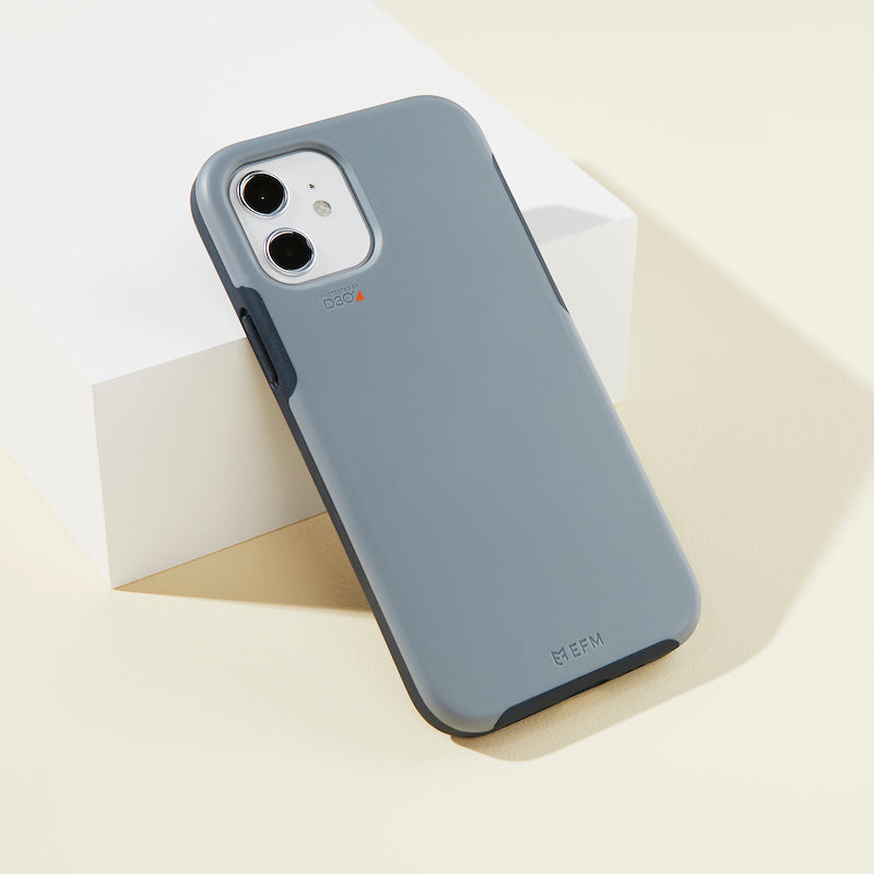 Gray phone case on a light beige background