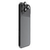 A black protective phone case with a large frosted back panel and raised camera cutouts, shown on a clean white background.
