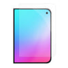 A clear tempered glass screen protector shown partially covering a smartphone with a black border and a blue-to-pink gradient display, on a plain white background.