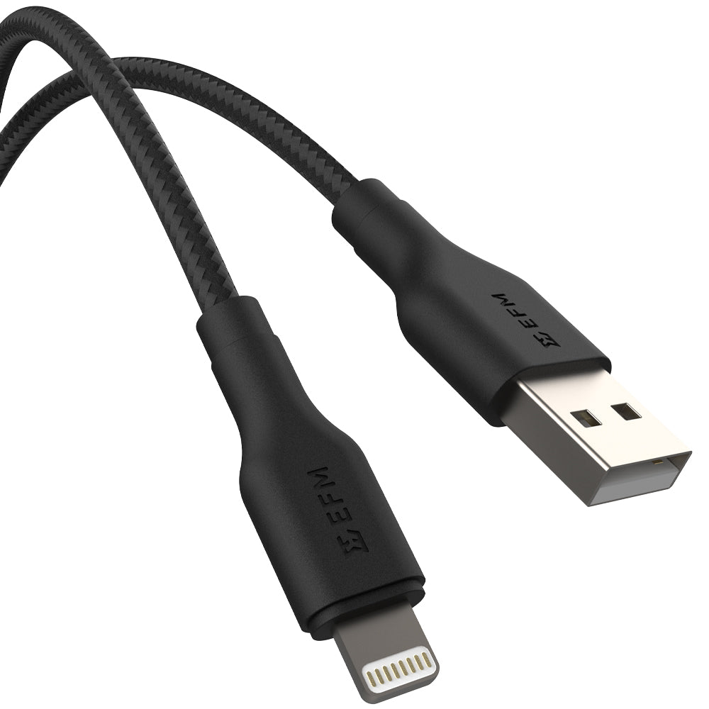 EFM USB-A to Lightning Braided Power and Data 1M Cable - EFCAS1U993BLA-1
