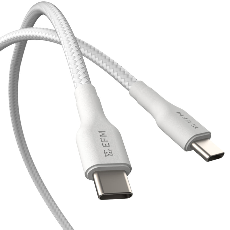 EFM USB-C to USB-C Braided Power and Data 2M Cable - EFCAS2U990WHI-1